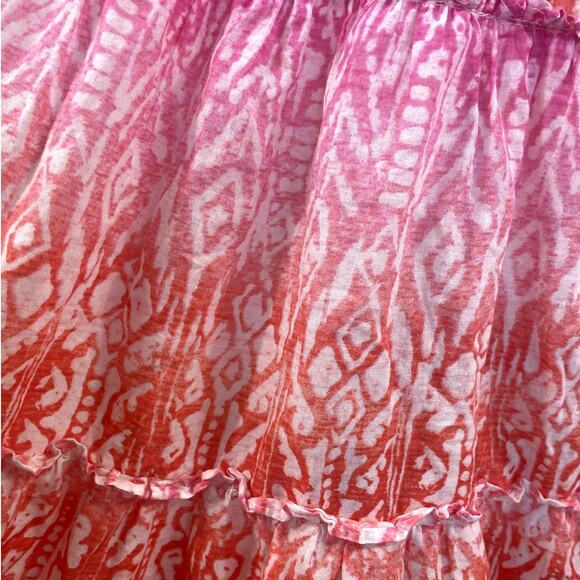 Lauren Ralph Lauren Printed Tiered Strapless Midi Dress Smocked Vacation Sz. L - Picture 8 of 11